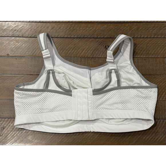 Glamorise White & Gray Elite Performance Sports Bra - Style 9066 - Size 40F - Picture 2 of 6